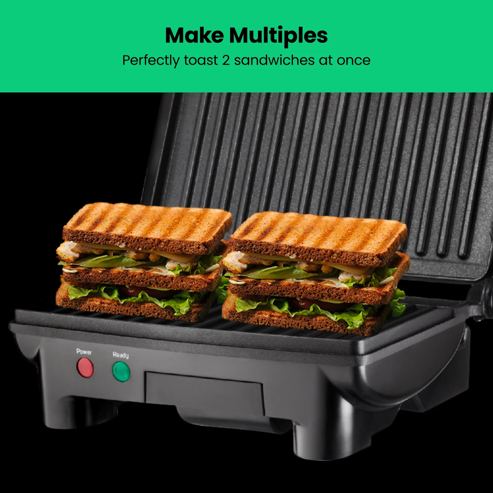 Multifunctional 180° Grill + Panini Press (2-Slice) - Image 4