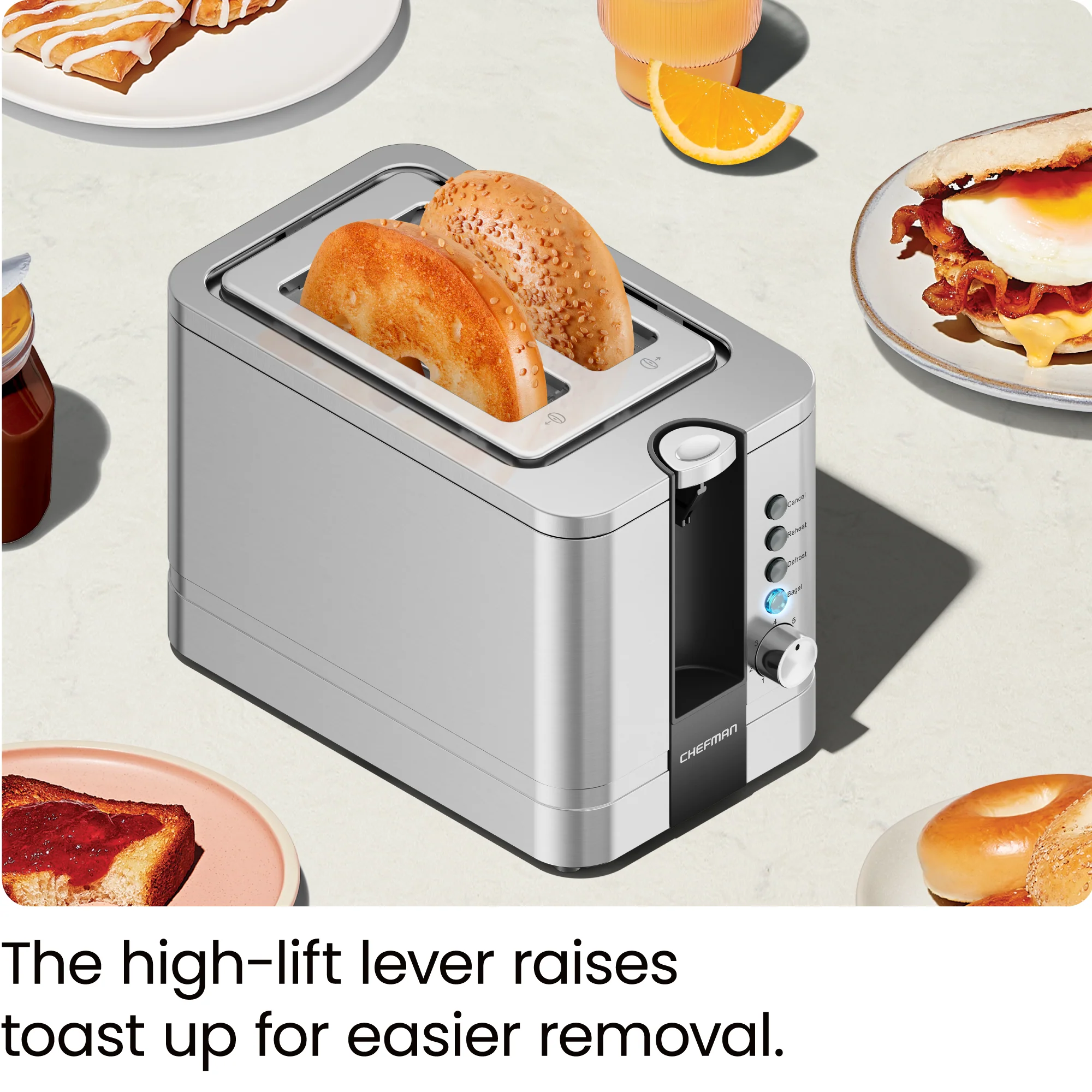 2-Slice Pop-Up Stainless-Steel Toaster - Image 4