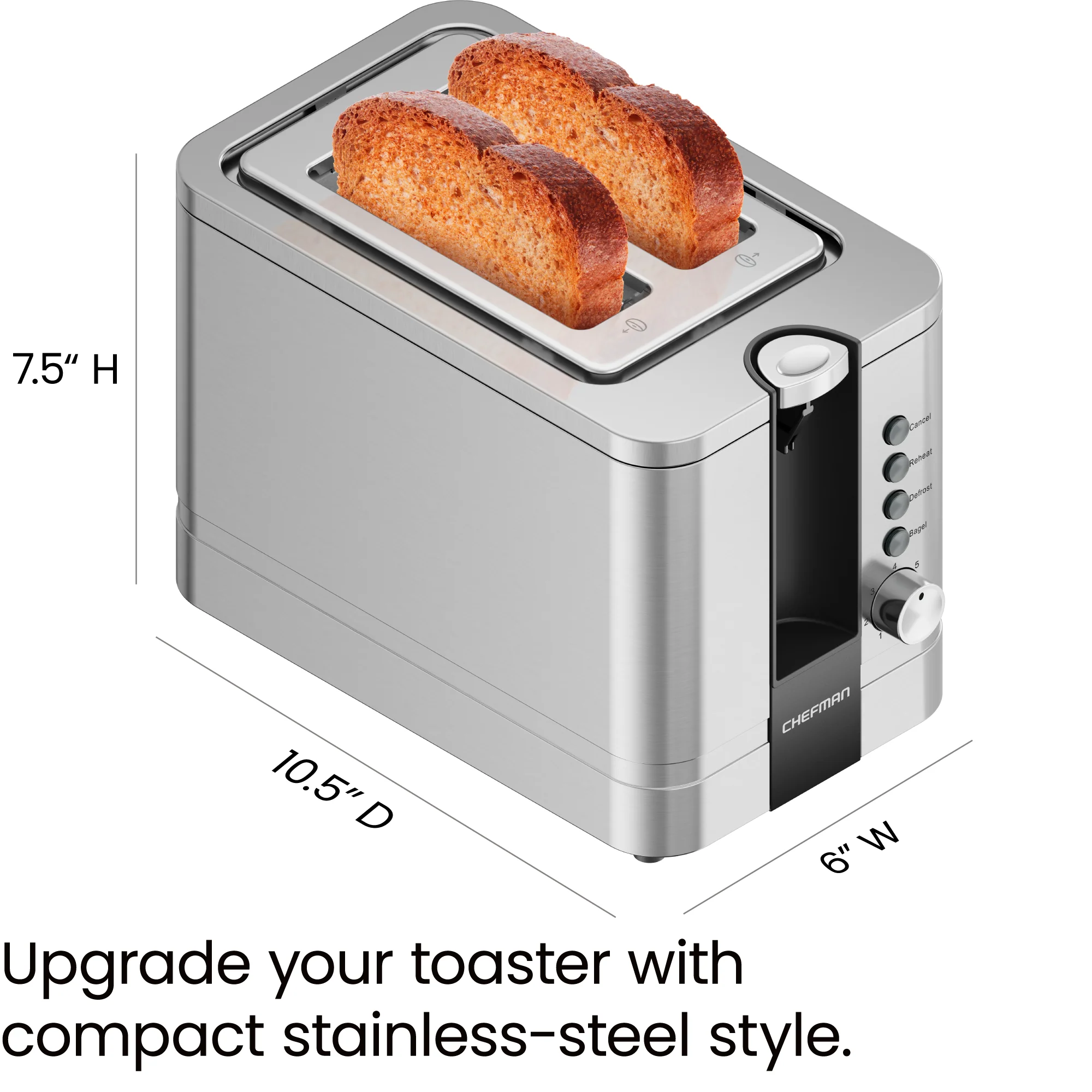 2-Slice Pop-Up Stainless-Steel Toaster - Image 9