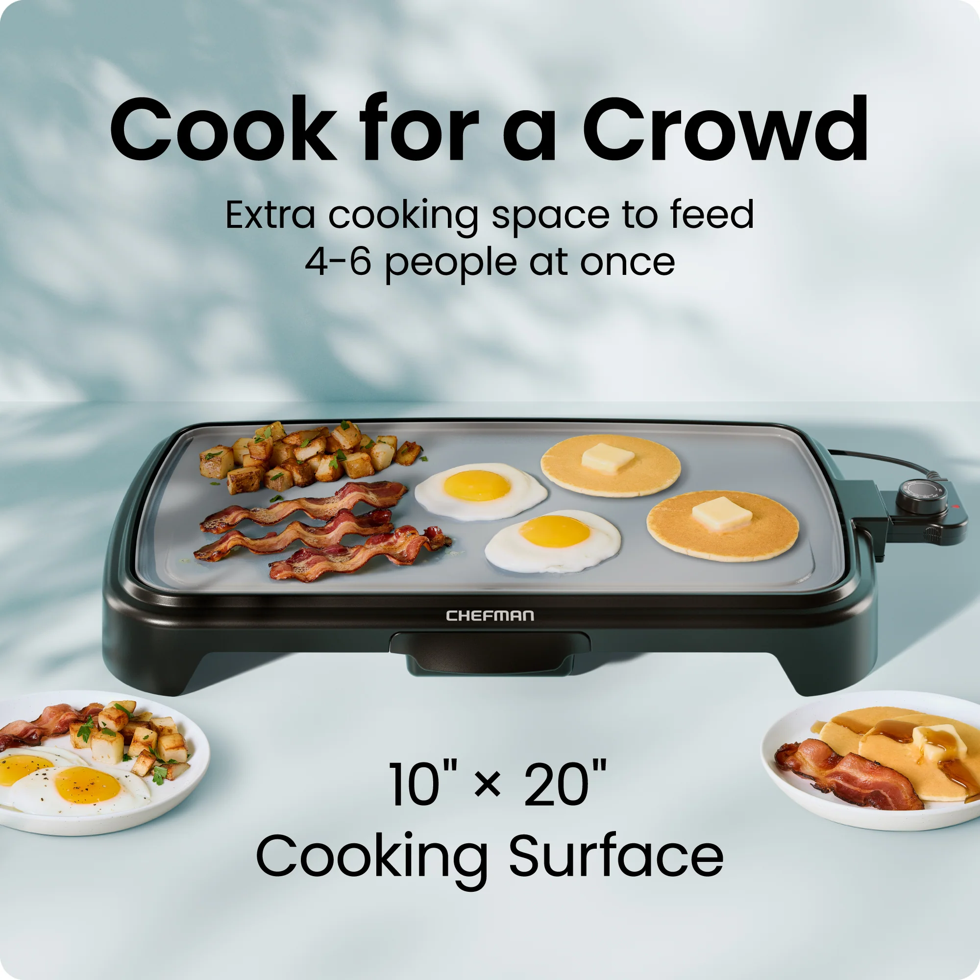 All-Purpose 10" x 20" Nonstick Extra-Large Griddle, Grey - Image 2