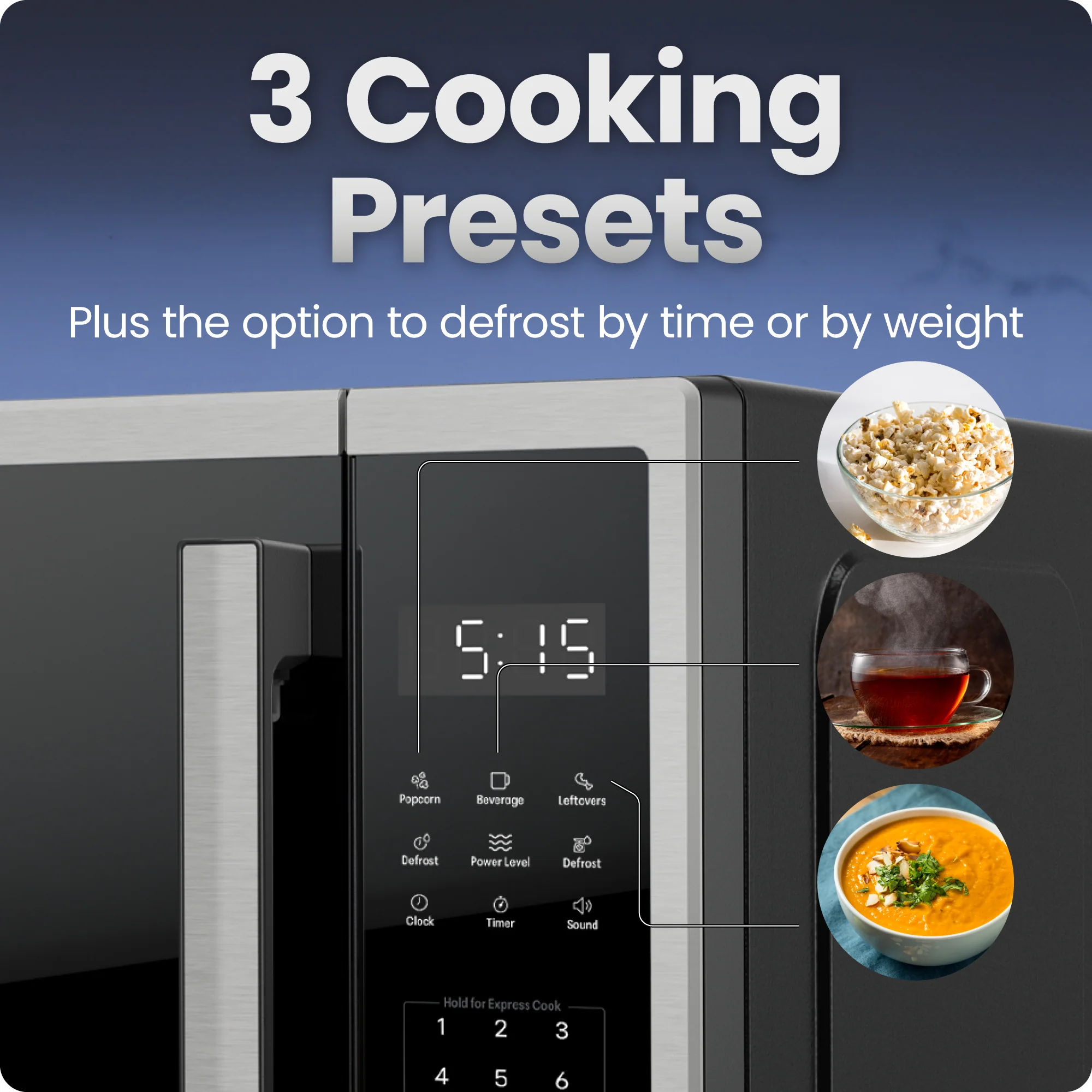 Countertop Digital Stainless Microwave Oven - 0.9 Cu Ft - Image 3