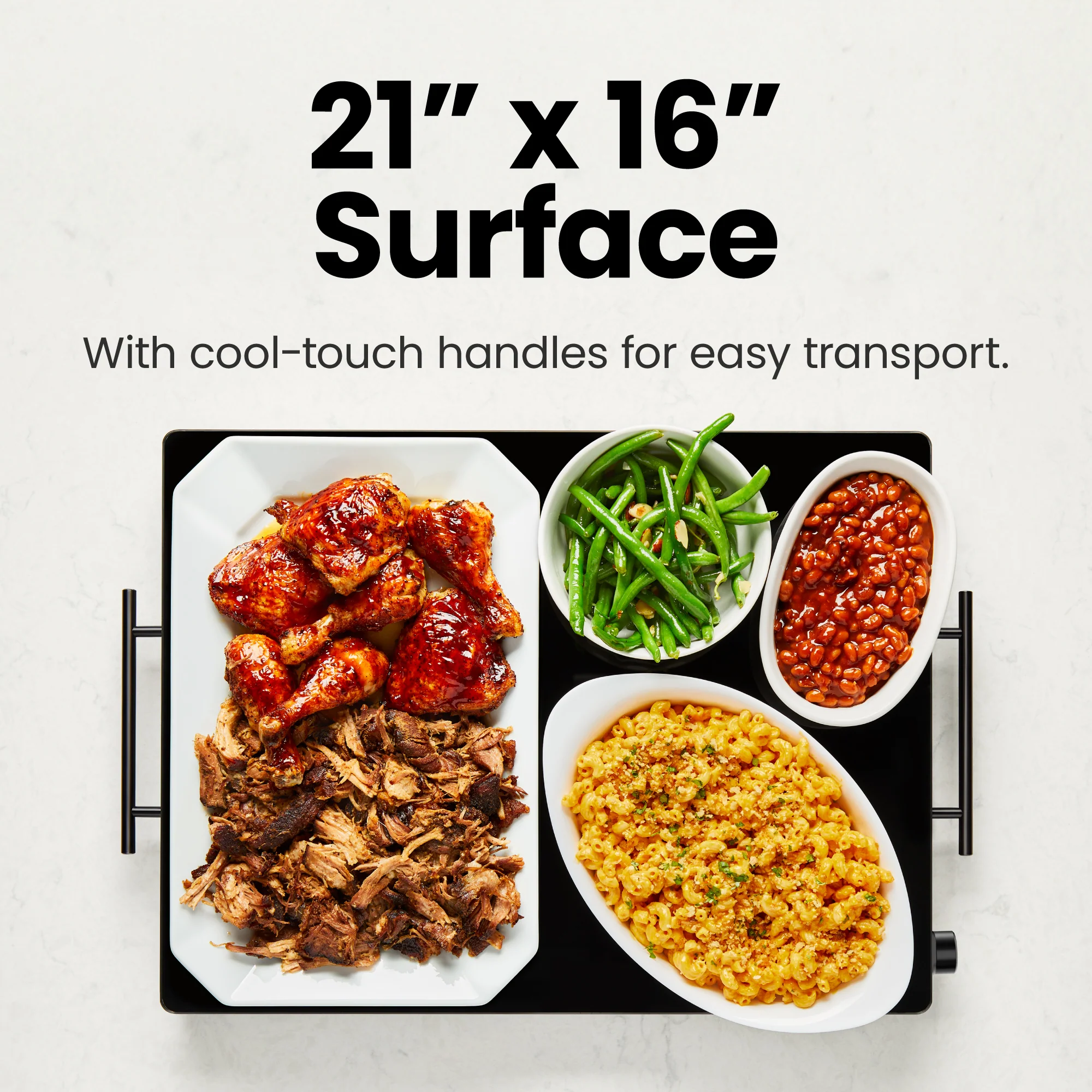 Family-Size Glass-Top Warming Tray - Black - Image 3