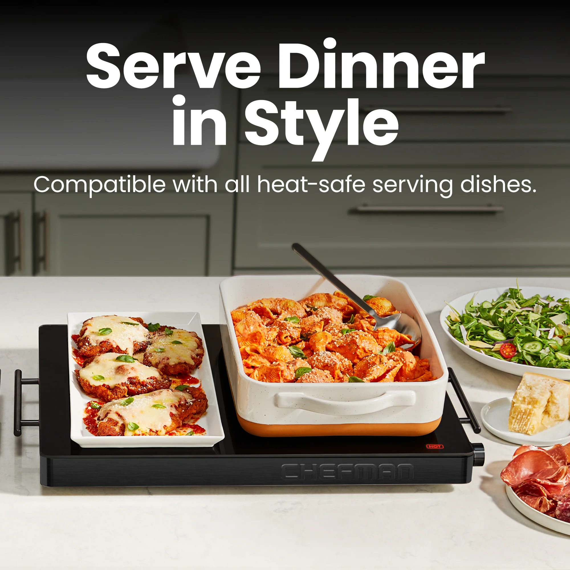 Family-Size Glass-Top Warming Tray - Black - Image 6