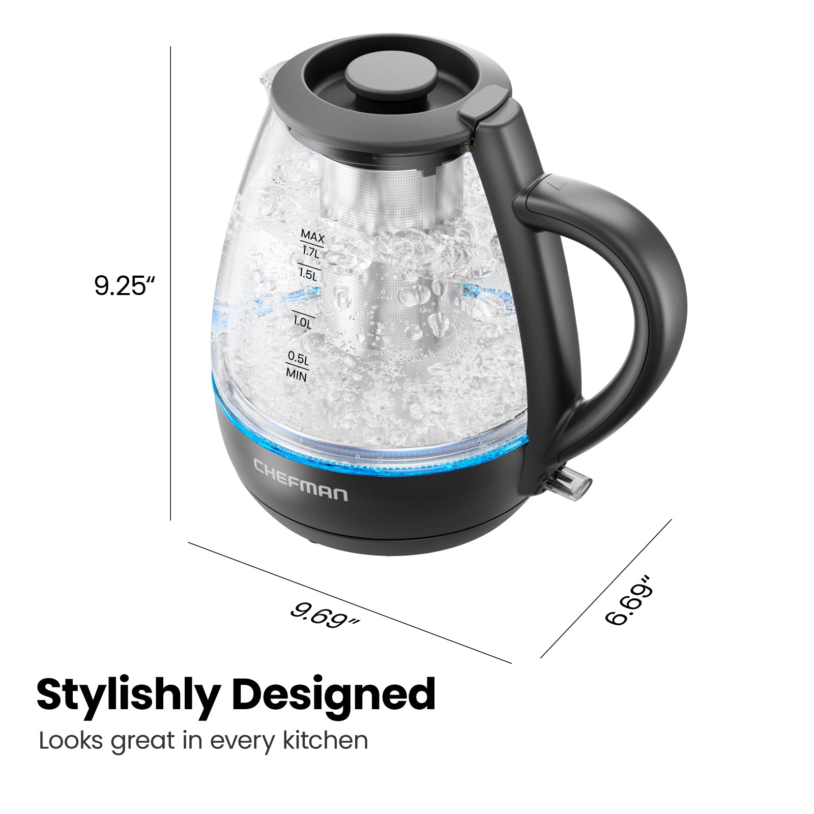 Fast Boil 1.7L Electric Glass Kettle w/ Tea Infuser - Image 10