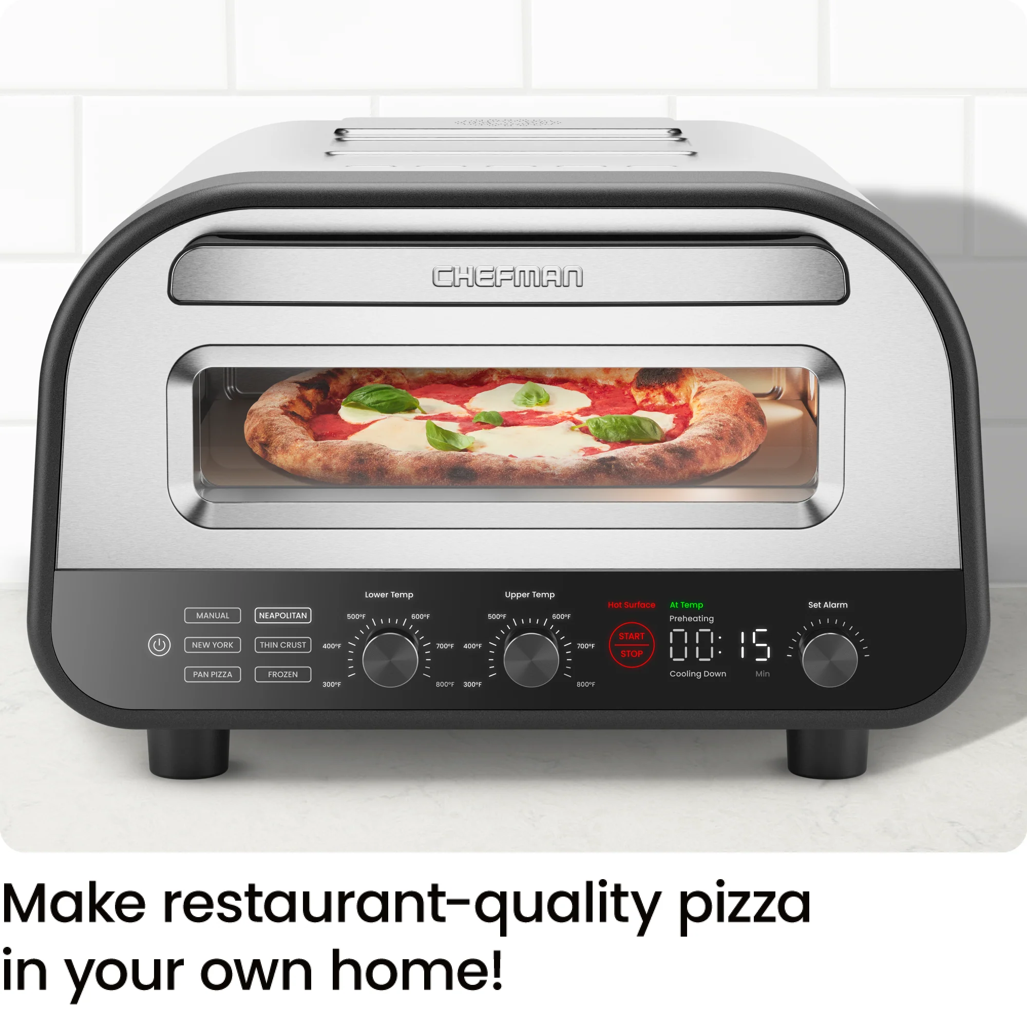High-Heat Indoor Electric Pizza Oven 800°F - Stainless Steel - Image 2