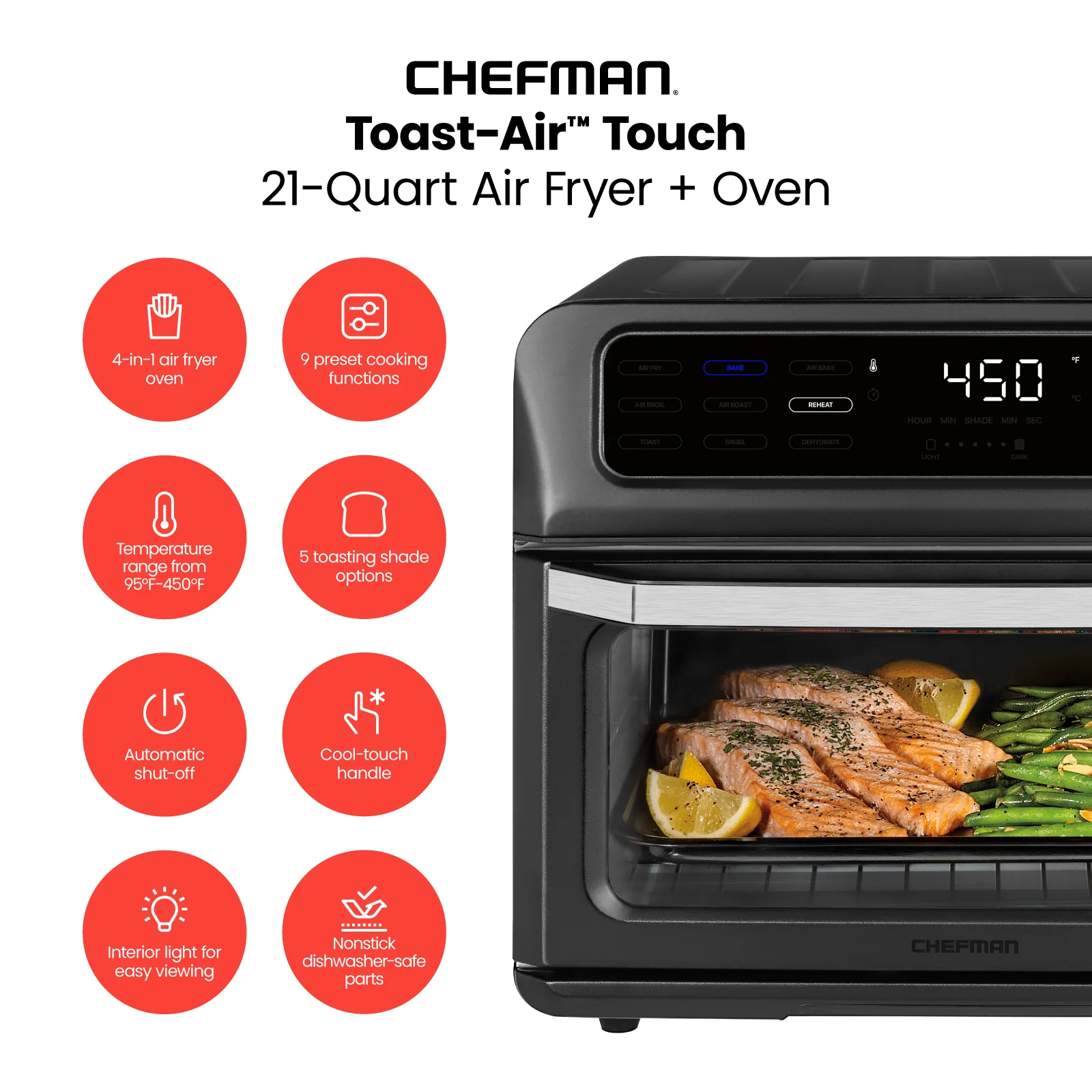 Toast-Air® Touch Air Fryer + Oven (Black) - Image 2