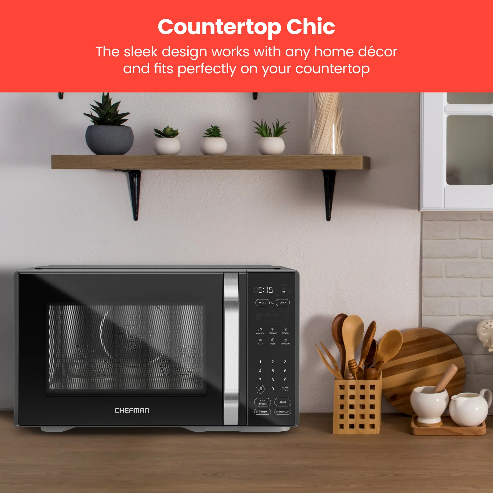 MicroCrisp Countertop 1.1 Cu. Ft. Digital Microwave Oven - Image 10