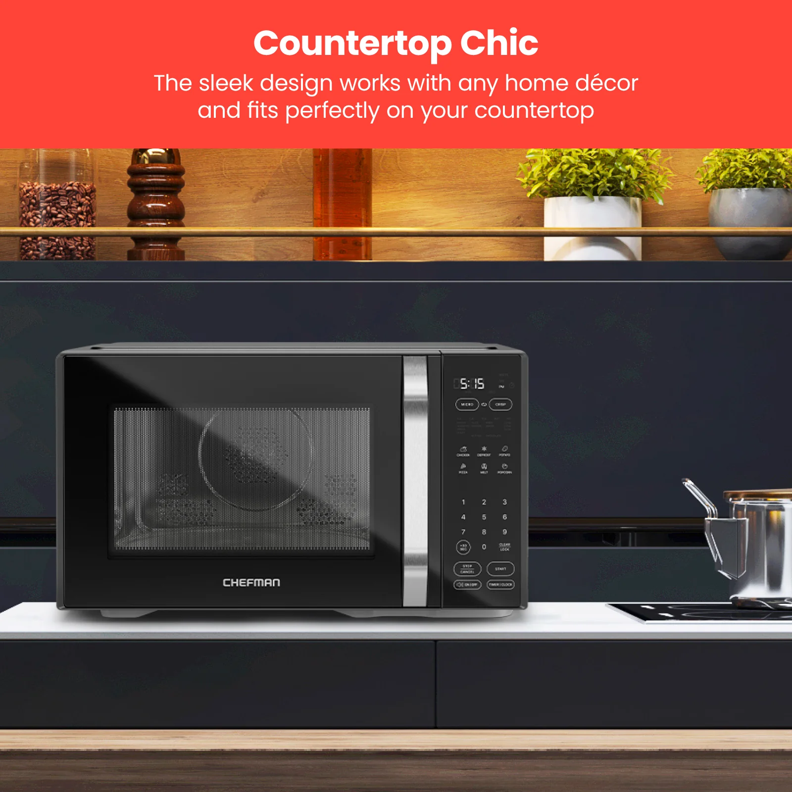 MicroCrisp Countertop 1.1 Cu. Ft. Digital Microwave Oven - Image 9