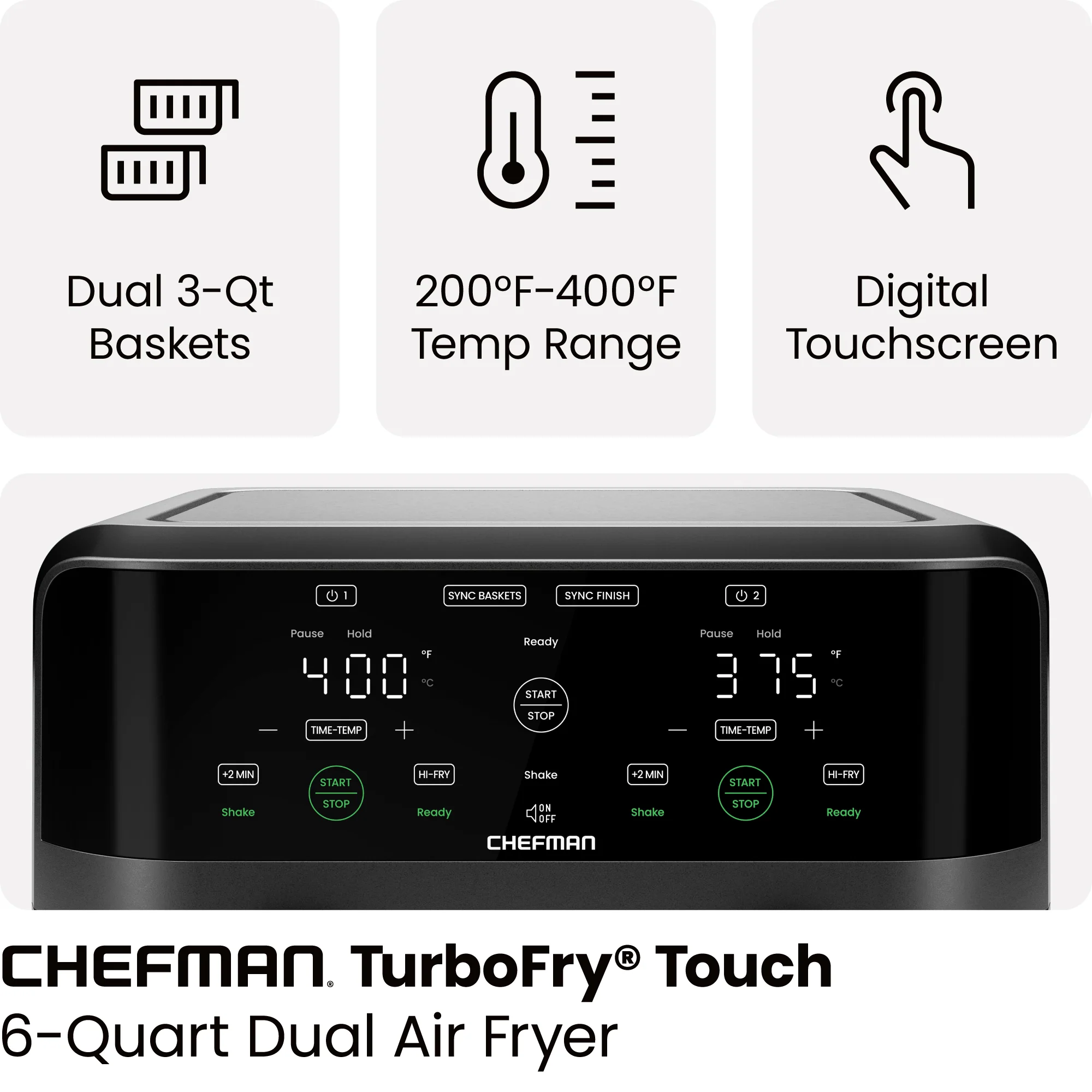 TurboFry Touch 6 Qt. Dual-Basket Air Fryer - Image 3